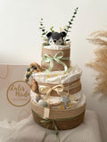 Windeltorte Baby Junge, Fuchs Windeltorte, grau Windeltorte