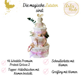 Windeltorte Baby, Geschenk zur Geburt, Windeltorte Waldtiere, Geschenk Baby
