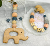 Pacifier chain and Maxi Cosi pendant