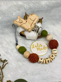 Schnullerkette mit Namen, Reh Holzclip