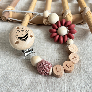 Schnullerkette mit Namen, Schnullekrette, Baby Schnullerkette, Schnullerkette