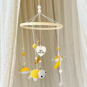 Baby Mobile personalisiert, Mobile Baby, Mobile Schildkröte, Mobile mit Namen,  Mobile Baby Junge, Mobile Baby Mädchen, Mobile Wickeltisch