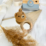 Rassel Baby, Rassel personalisiert, Rassel Gehäkelt, Häkelrassel mit Gravur, Baby Geschenk, Baby