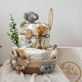 Windeltorte XXL Elefant grün, Perfektes Geschenk Lulismade®, handgefertigt und personalisiert