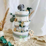 Windeltorte Baby, Geschenk zur Geburt, Windeltorte Waldtiere, Geschenk Baby