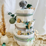 Windeltorte Baby, Geschenk zur Geburt, Windeltorte Waldtiere, Geschenk Baby