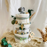 Windeltorte Baby, Geschenk zur Geburt, Windeltorte Waldtiere, Geschenk Baby
