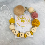 Schnullerkette mit Namen und Beißring Set
