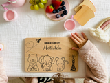 Children's wooden board, breakfast board children, wooden board with engraving, breakfast board personalized children
