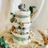 Windeltorte Baby, Geschenk zur Geburt, Windeltorte Waldtiere, Geschenk Baby