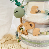 Windeltorte Baby, Geschenk zur Geburt, Windeltorte Waldtiere, Geschenk Baby
