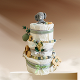 Windeltorte Baby, Geschenk zur Geburt, Windeltorte Waldtiere, Geschenk Baby