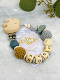 Schnullerkette mit Namen und Greifling Set Baby Geschenk Taufe