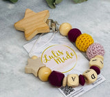 personalized pacifier chain star red wine