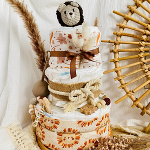 Windeltorte Baby, Geschenk zur Geburt, Windeltorte Waldtiere, Geschenk Baby