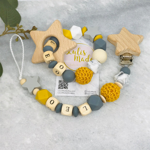 Pacifier chain and teether set