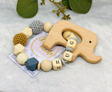 Schnullerkette mit Namen und Greifling Set Baby Geschenk Taufe
