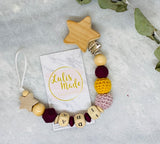 personalized pacifier chain star red wine