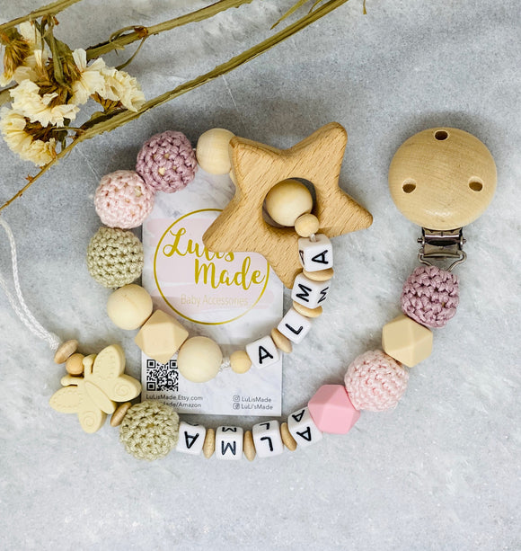Pacifier chain and teether set