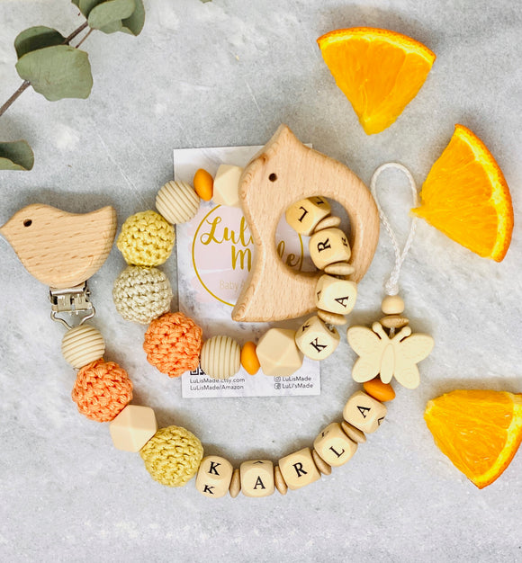 Pacifier chain and teether set