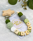 Schnullerkette mit Namen und Beißring Set