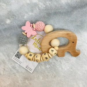 Beißring Elefant pink “Schmetterling“