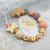 Schnullerkette mit Namen Elefant pink
