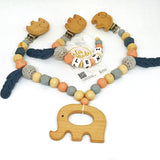 Kinderwagenkette “Elefant” in aprikot-grau