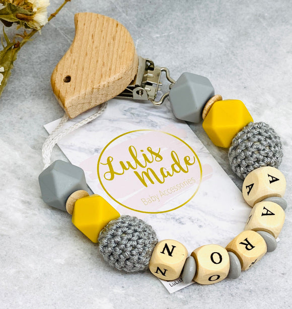 Pacifier chain with name, boy
