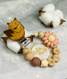 Schnullerkette mit Namen, Fuchs, Blume