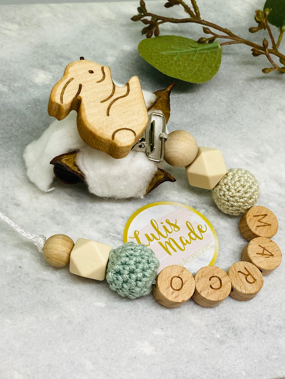 Schnullerkette mit Namen, Hase