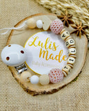 Pacifier Chain with Name, Heart