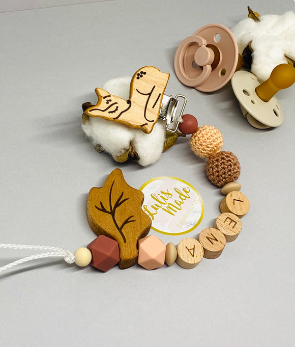 Schnullerkette mit Namen, Reh