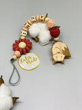 Schnullerkette mit Namen Fuchs Holzclip