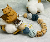 Rassel + Schnullerkette mit Namen , fuchs