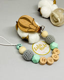 Schnullerkette mit Namen, Luftballon Holzclip