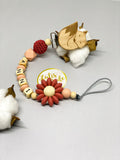 Schnullerkette mit Namen Fuchs Holzclip
