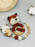 Rassel + Schnullerkette mit Namen, Fuchs