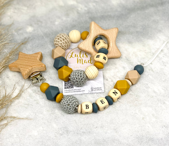 Pacifier chain and teether set