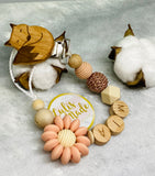 Schnullerkette mit Namen, Fuchs, Blume